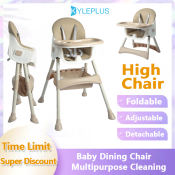 KYLEPLUS Foldable Baby High Chair with Adjustable Height