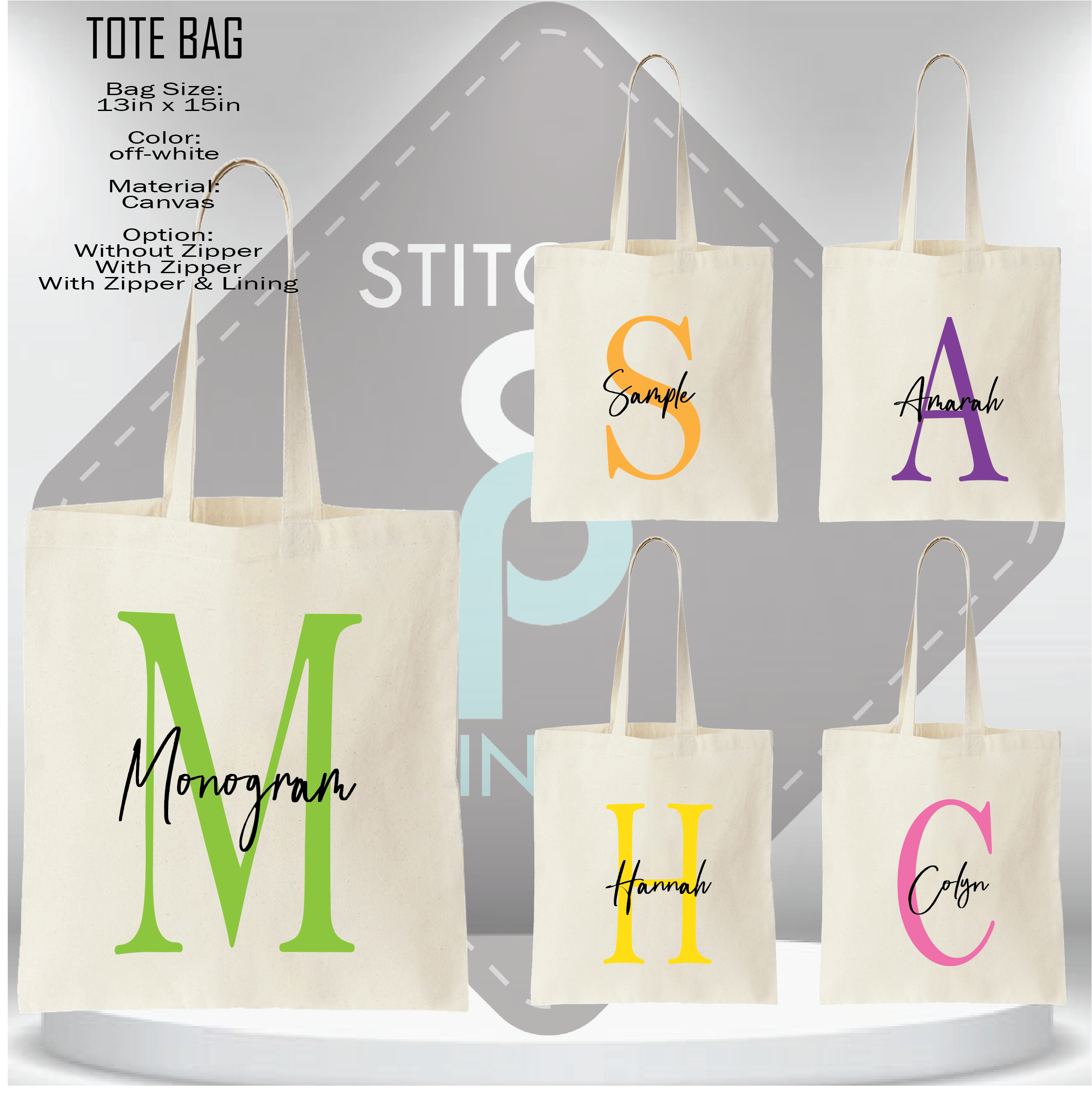Personalized Tote Bags With Zipper - Zippered Canvas Tote Bags Cheap