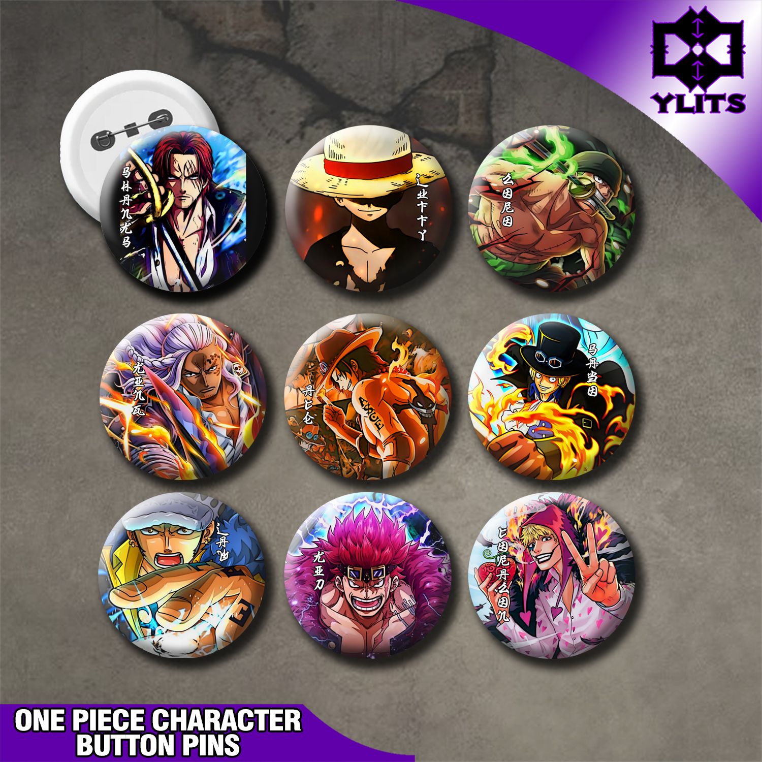 One Piece Character Button Pins | 2.25 Inch Anime Badge