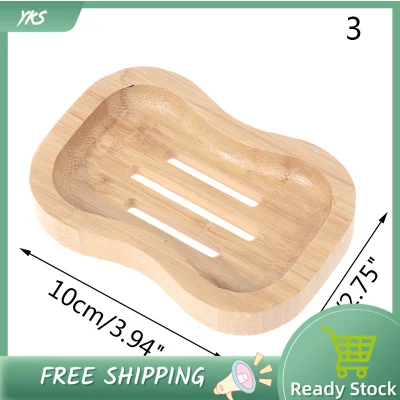 YKS 1X Bamboo Soap Dishes Tray Holder Storage Soap Rack Plate Bathroom Soap Dish Box (2)