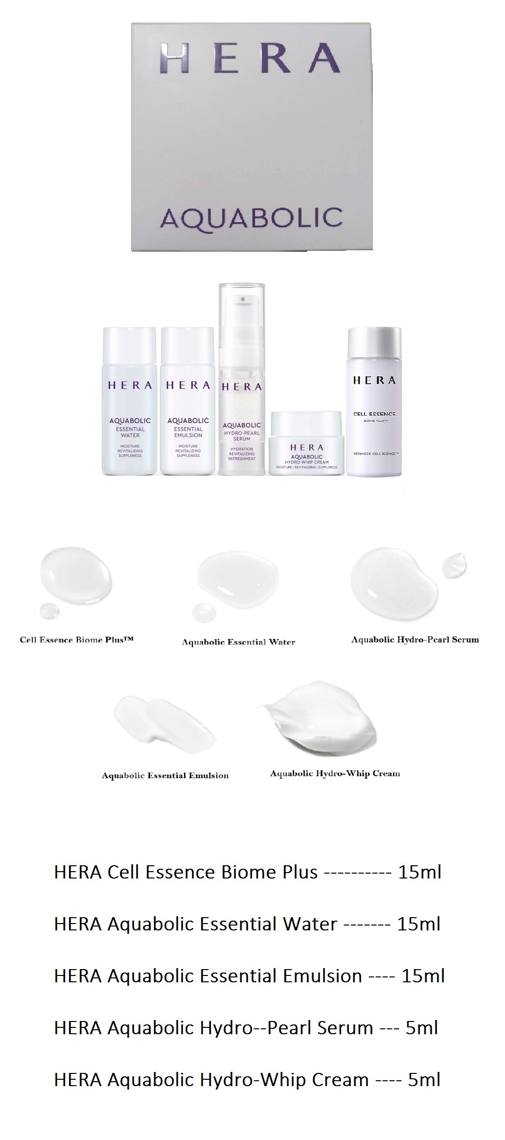 Korean Cosmetics HERA Aquabolic Simple Set (5 Items) | Lazada PH