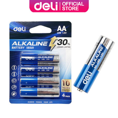 Deli Alkaline AA Batteries - 4pcs for Minifan/Radio/Wire