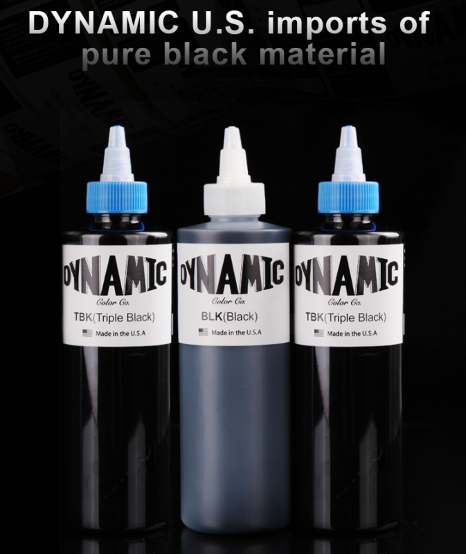 Dynamic Triple Black 240ml Ink USA Import  Skullair Tattoo Supplies