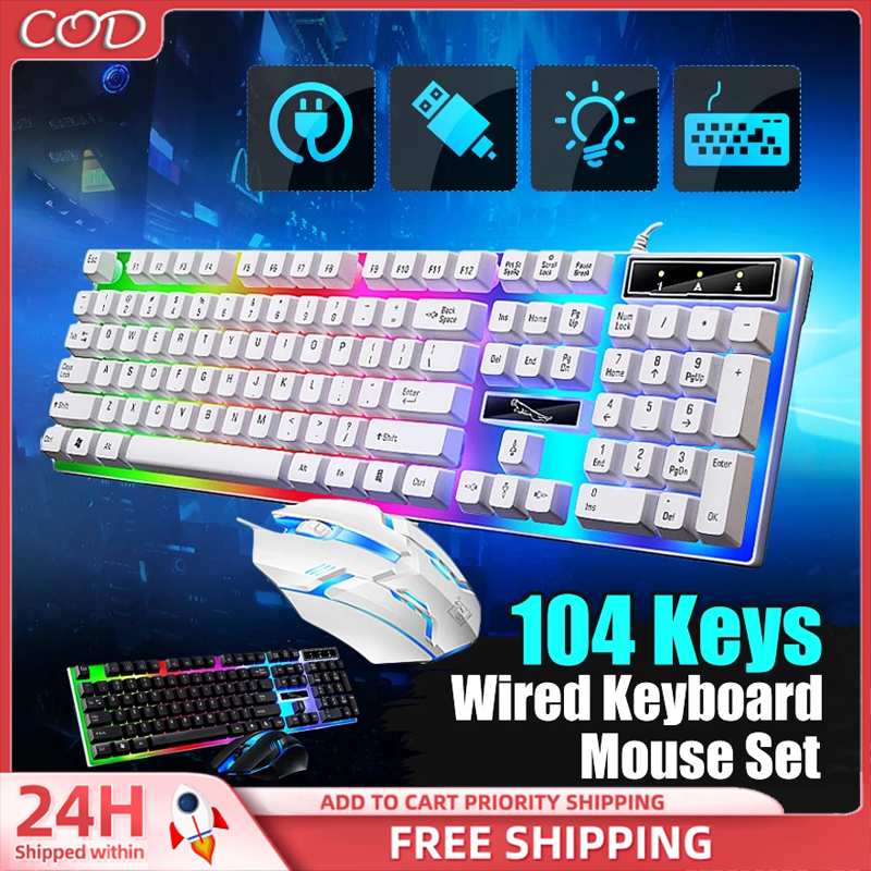 Rainbow Backlit Mechanical Keyboard and Mouse Set 