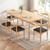 Wood Dining Set for 4-6 People - Stable Rectangle Design