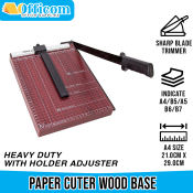 Officom Wood Base Paper Cutter with Adjustable Sharp Blade