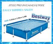 J&C Bestway Rectangular Steel Pro Swimming Pool, 2.21m x 1