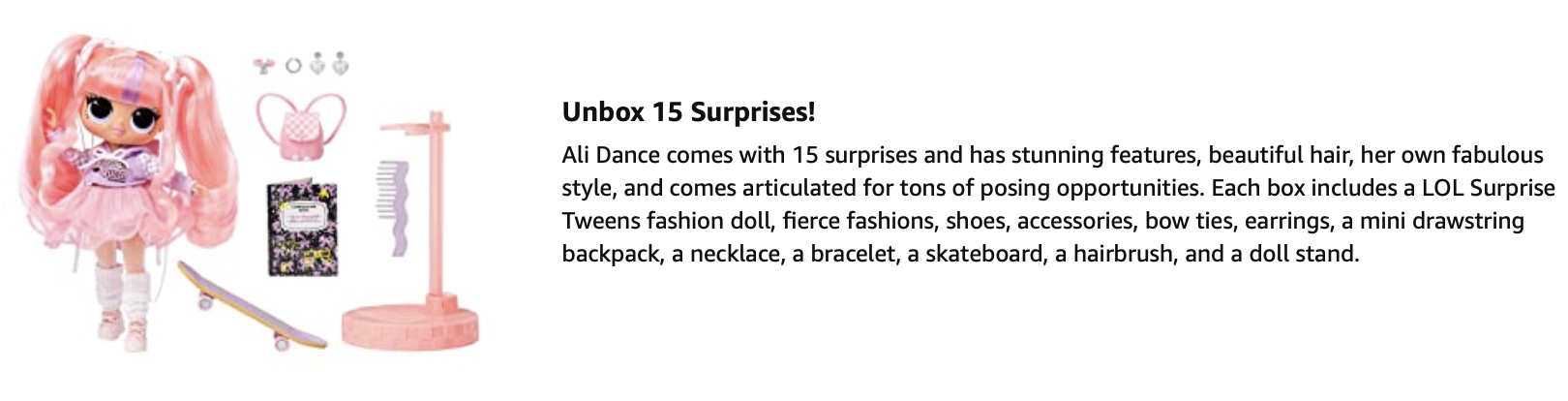 LOL Surprise Tweens Fashion Doll Ali Dance with 15 Surprises