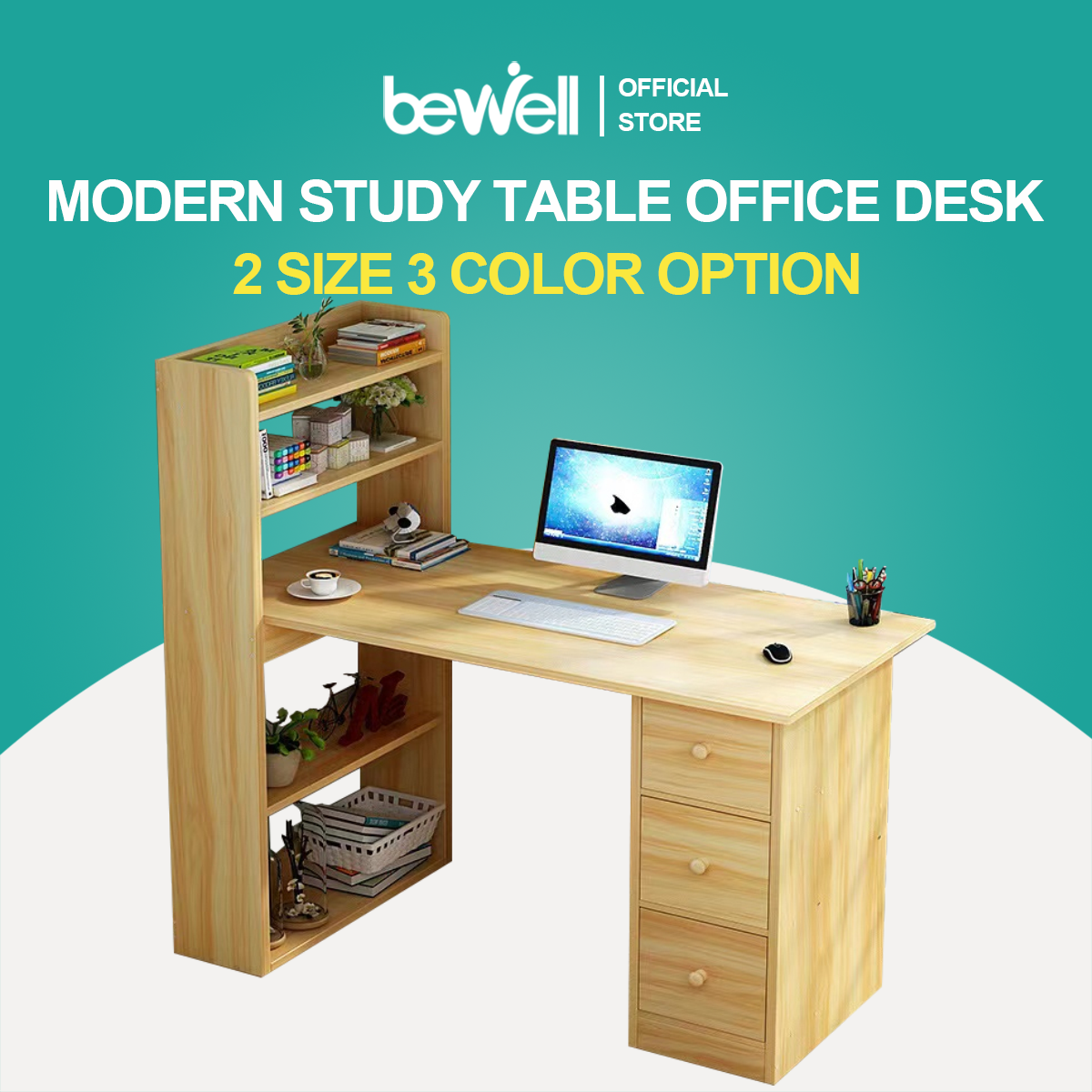 Bewell Student Office Desk with Large Writing Space