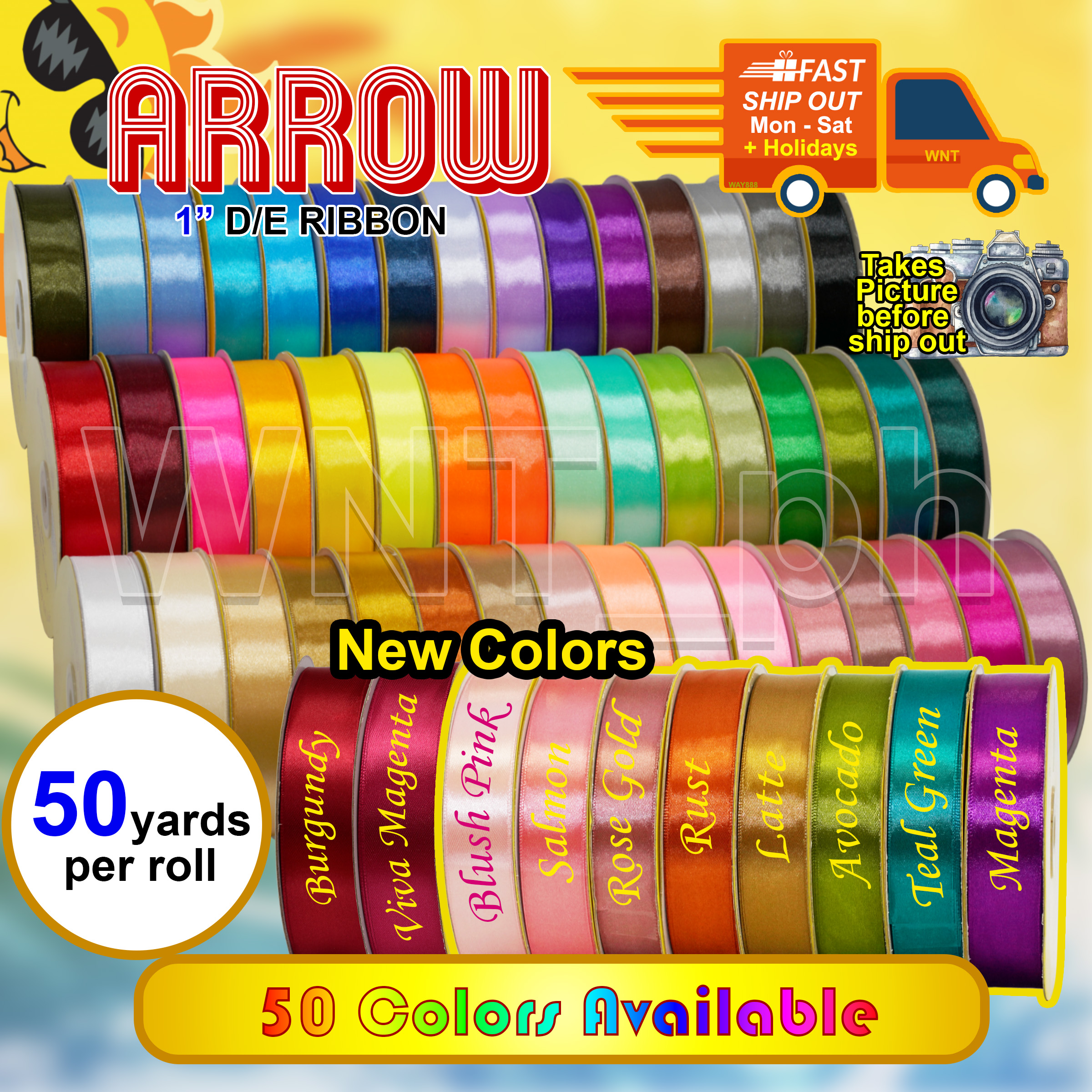 Satin Ribbon 1 Double Edge Approx. 50 Yards per Roll