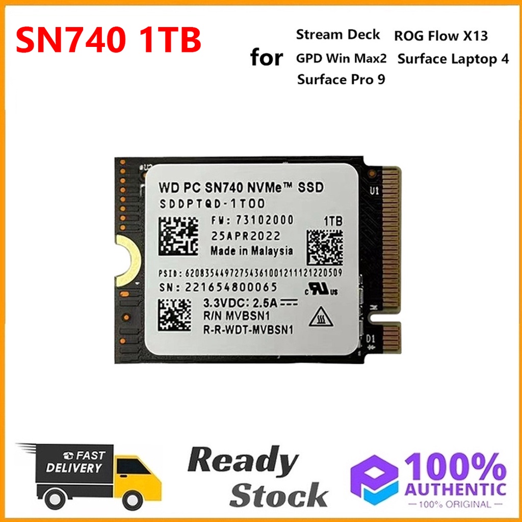 WD PC SN740 1TB M.2 NVMe 2230 PCIe 4.0x4 SSD for Steam Deck