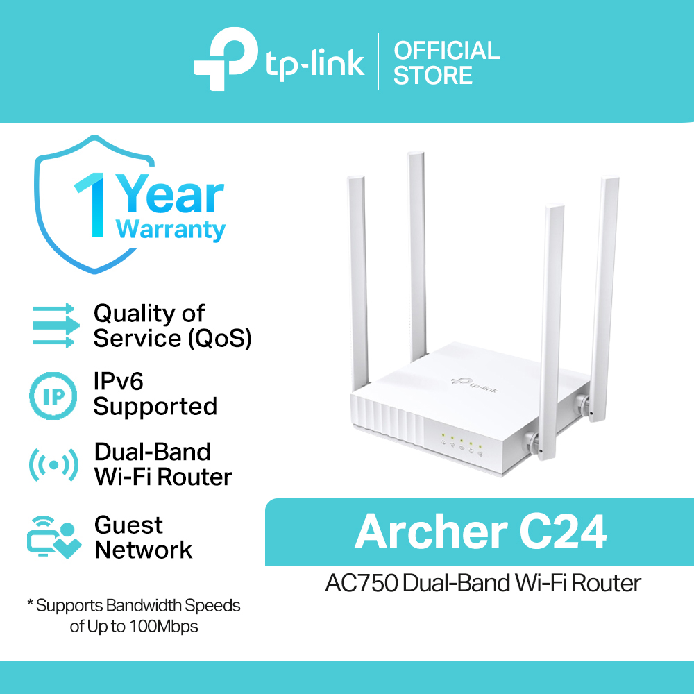 TP-Link Official Store / Archer C24 AC750 / 2.4 GHz and 5GHz Dual-Band WiFi 5 Wireless WiFi Modem Extension Extender Long Range Repeater Router
