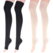 Compression Thigh High Socks for Varicose Veins - Open Toe