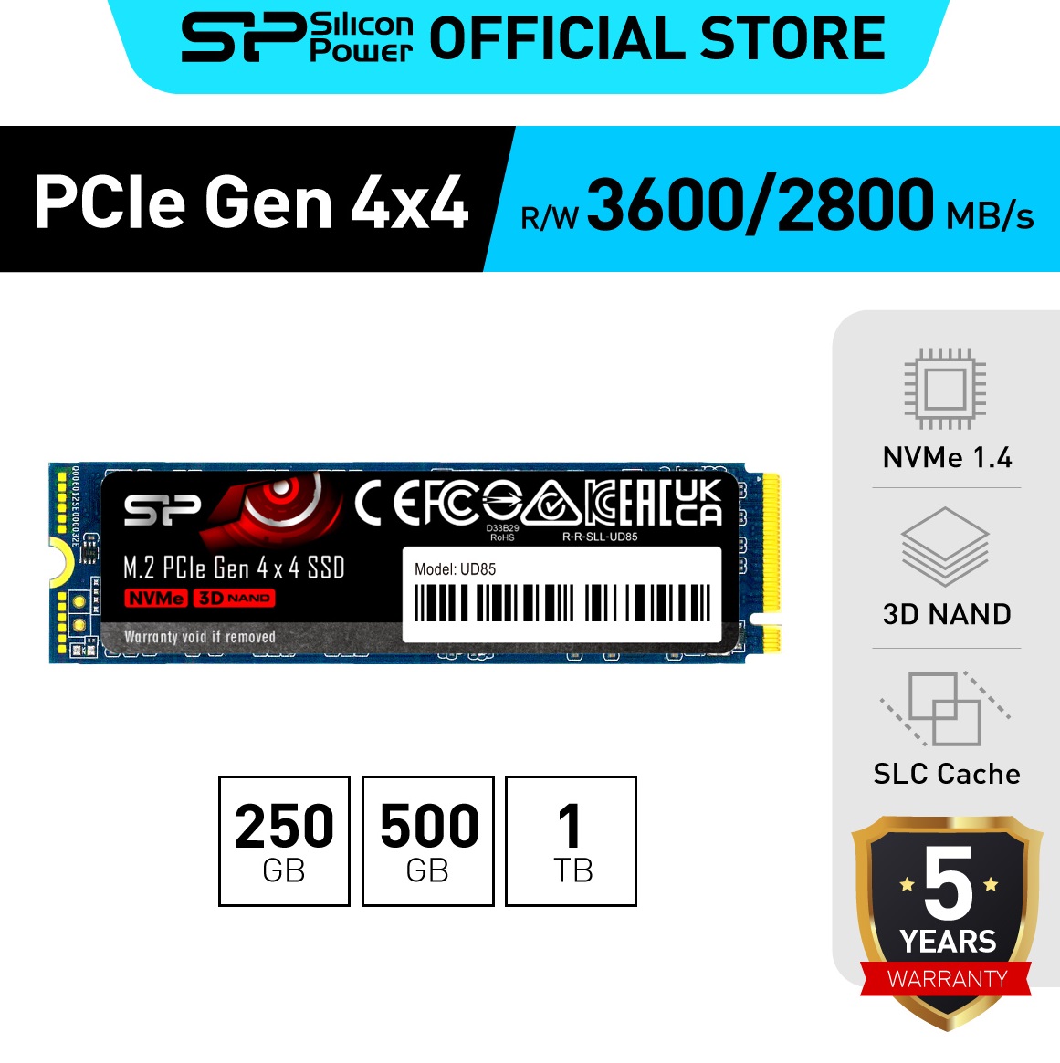Silicon Power UD85 M.2 250 Go PCI Express 4.0 3D NAND NVMe