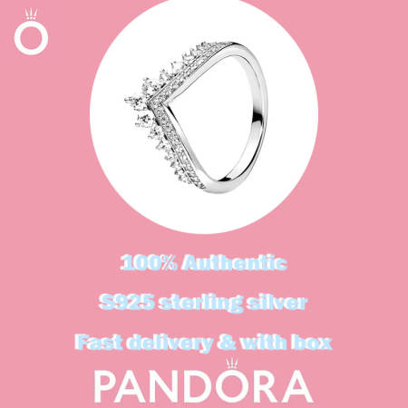 "✨ 100% Authentic Pandorae Original discount 197736CZ Princess Wishbone Ring