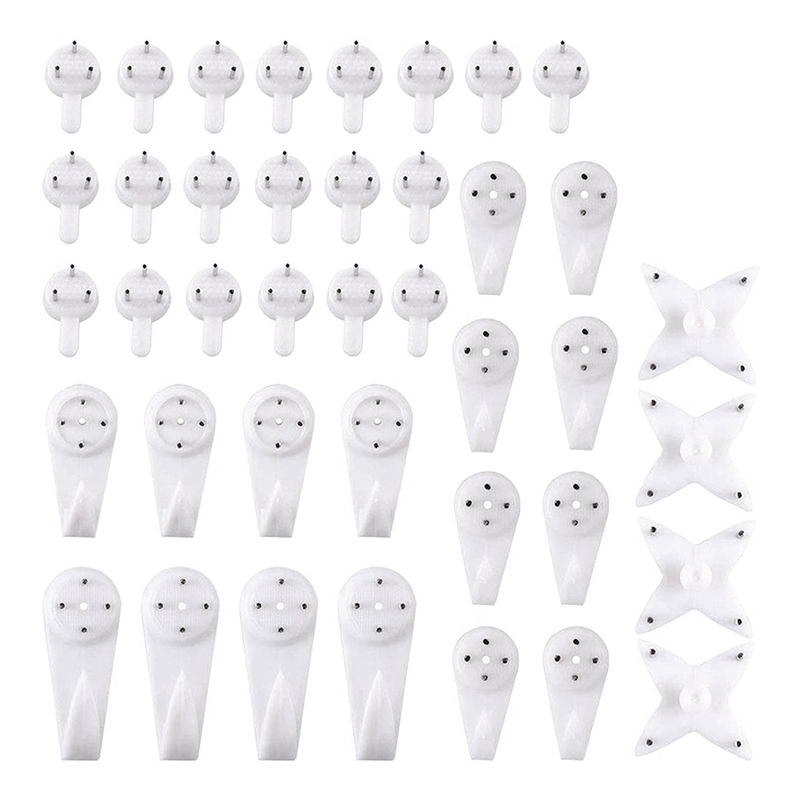 44Pcs Invisible Nail Screws Plastic Non-Trace Wall Picture Hook Traceless  Hardwall Drywall Photo Hook Art Painting Display Hangers for Picture Photo