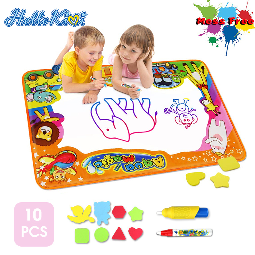YEEGO Doodle Drawing Mat Large Size Aqua Doodle Magic Water Painting Doodle Mat 32x24 with 4 Colors 6 Pens 6 Molds Booklet Coloring Mat for Boy Girl Large Size 