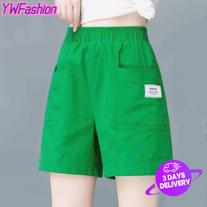 High Waist Wide Leg Cotton Shorts for Women - Summer Casual