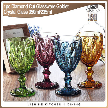 VISHINE Crystal Goblet Glass - 350ml/235ml Water/Wine Glasses