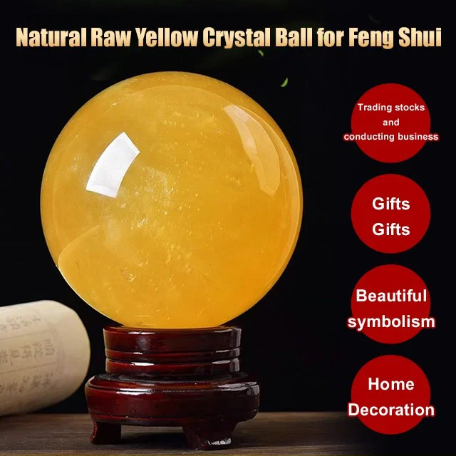 Citrine Sphere - Etsy UK SHANGMAOYO Citrine Crystal Ball Decorative Sphere with Delicate Ba