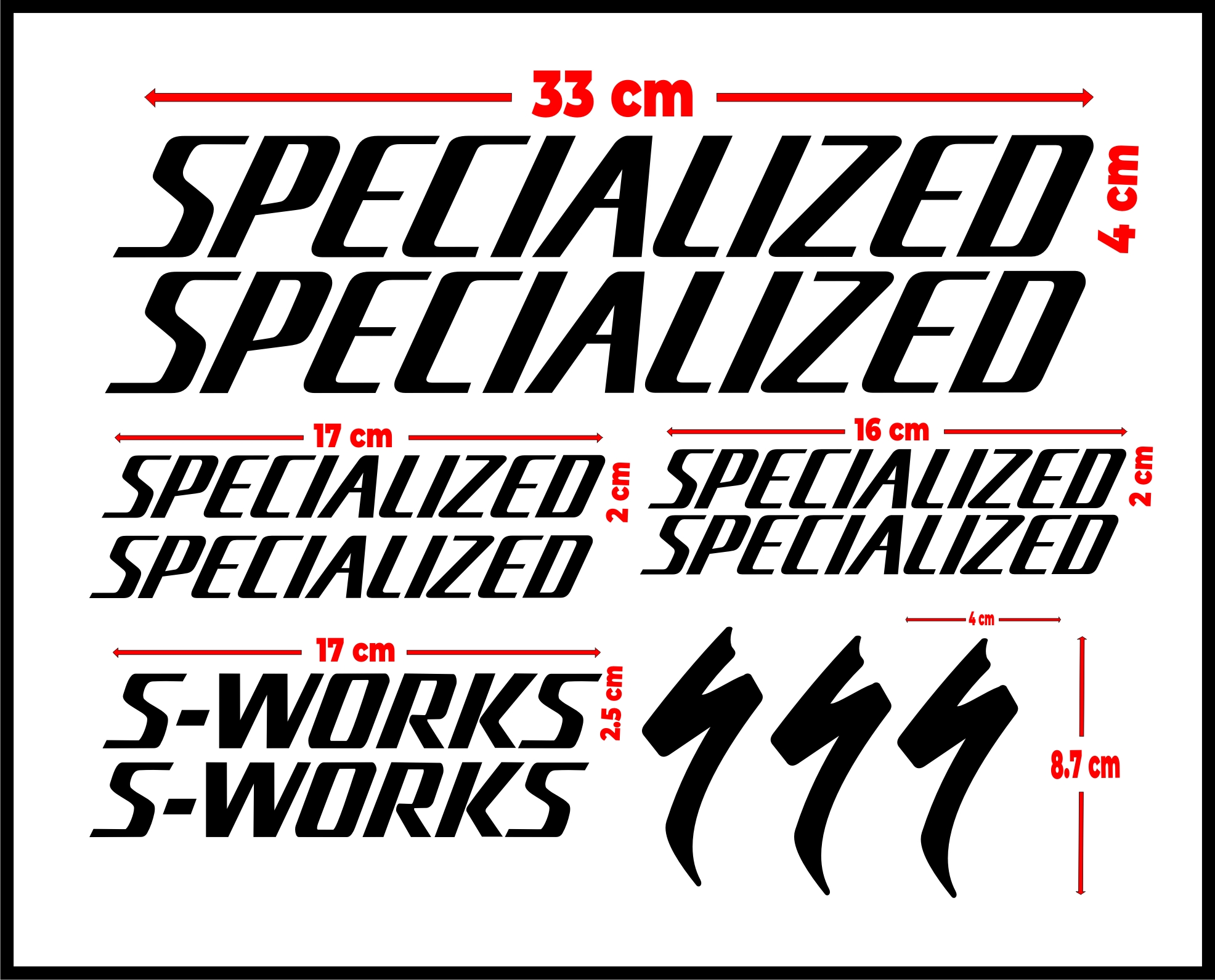 Specialized Vinyl Sticker For Bikes (White Glossy)1set