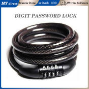 MTB Digital Cable Chain Lock - Black, Anti-Theft, Portable