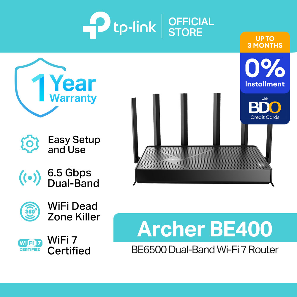 TP-Link Official Store / Archer BE400 BE6500 / 6.5 Gbps Dual-Band WiFi 7 Wireless WiFi Modem Extension Extender Long Range Repeater Router