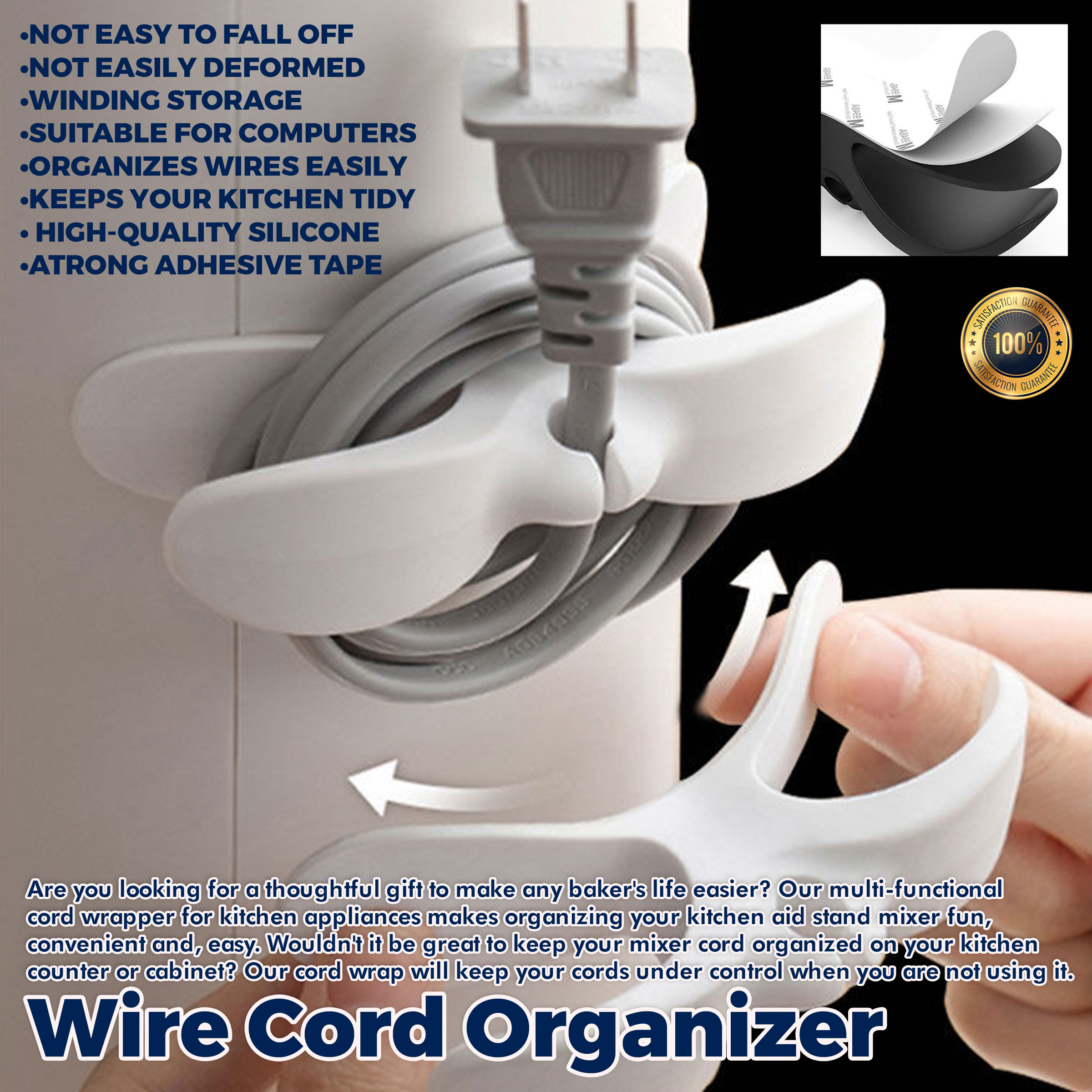Cable Organizer Cord Organizer Cord Wrapper For Kitchen Appliances Cord  Wrap