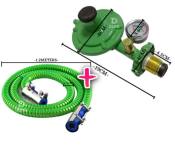 LPG Regulator with Gauge and Safety Pin + Green Hose