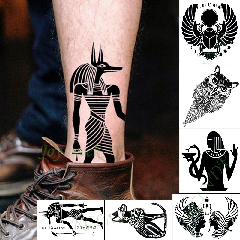 Waterproof Temporary Tattoo Sticker Anubis Ancient Egypt Dog Roma Clock Eye  Full