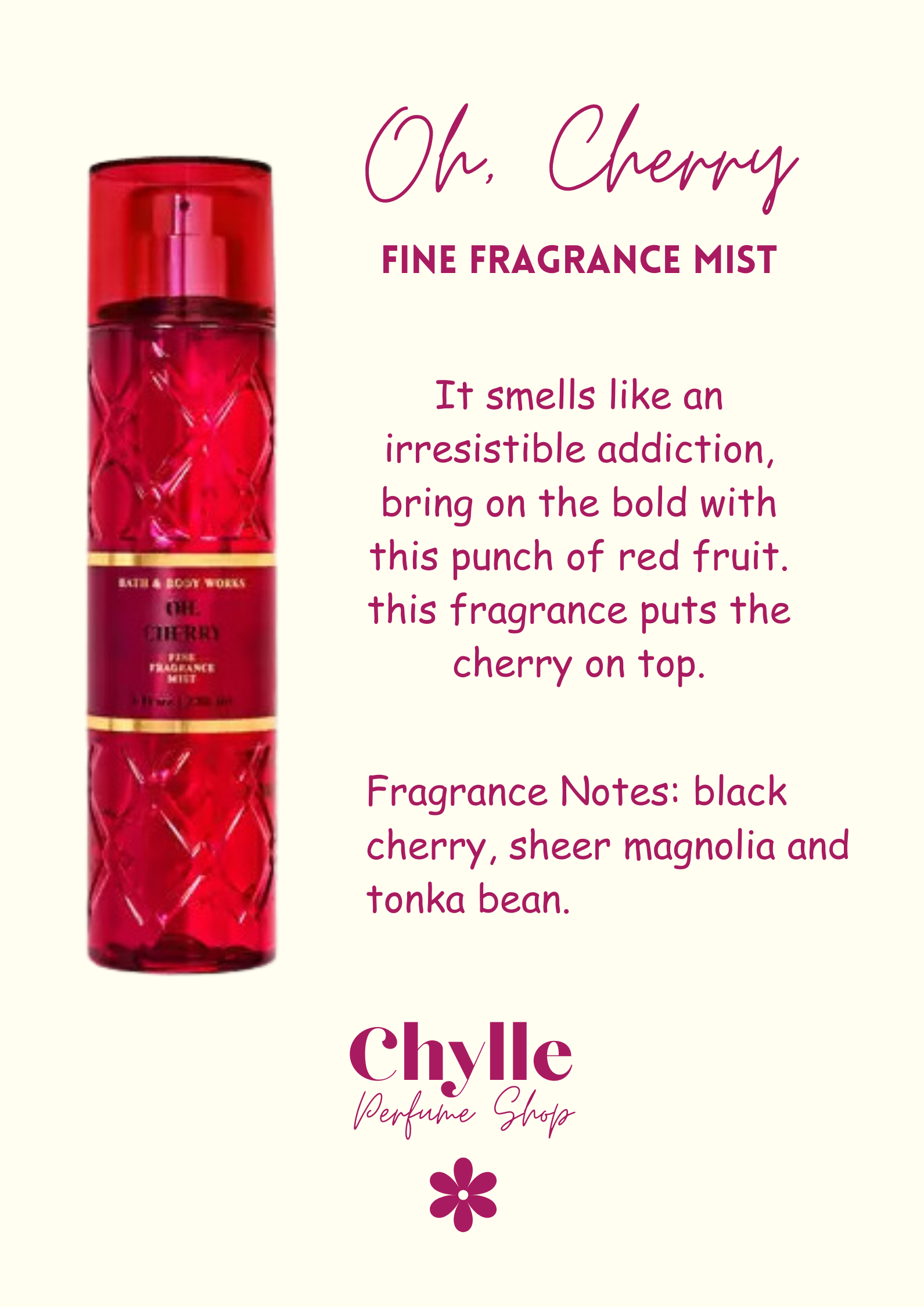 Oh Cherry Fine Fragrance Mist by Bath Body Work in Trial Sizes