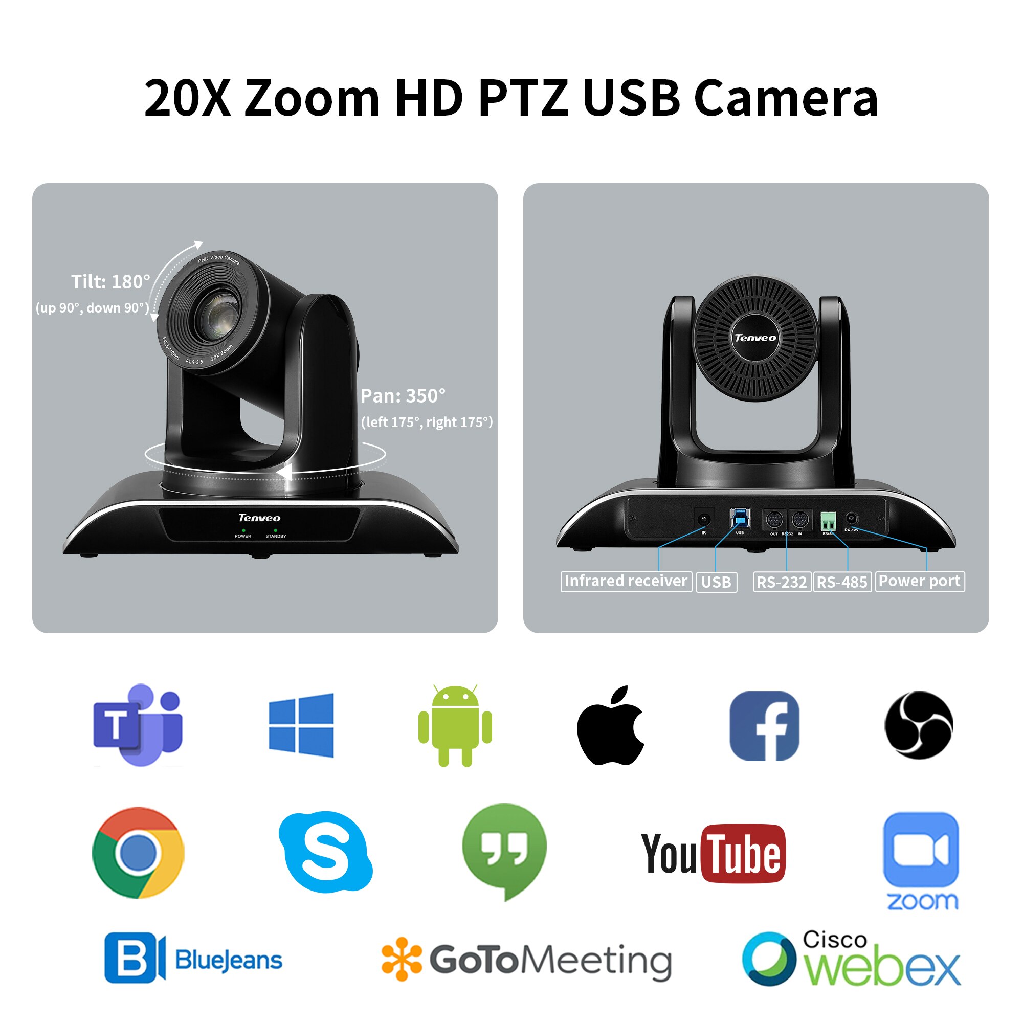 Comprar Tenveo VHD202U - Zoom 20x - Infrarrojos y USB