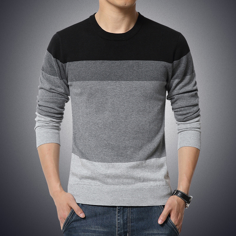 Sweater Mens O Neck Striped Slim Fit 