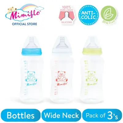 Mimiflo® Wide Neck PP Feeding Bottles (12oz) - PACK OF 3's (1)