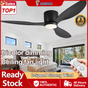 GOGEOUS Industrial Ceiling Fan with Light and Remote Control