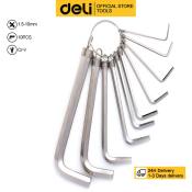 Deli DL3100 Hex Key Sets 1.5-10mm Nickel-Plated Surface