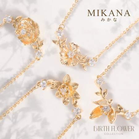 Mikana Birth Flower Pendant Necklace Collection - 18k Gold Plated
