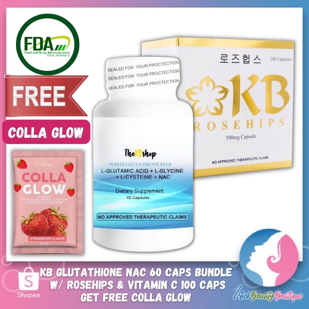 Kb Glutathione Capsule: 30 Capsules Pack, L-Glutathione Plus Nac, Rosehips,  Skin Care Supplement | Lazada Philippines