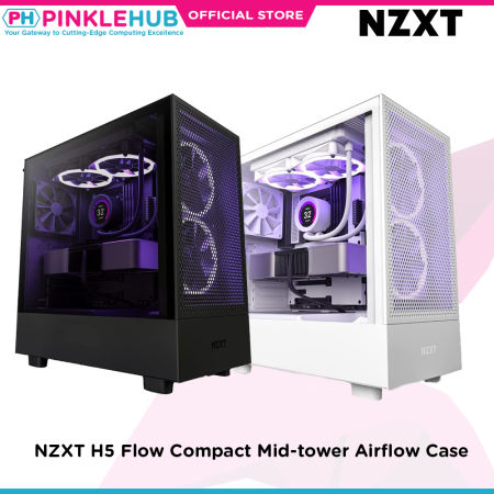 PinkleHub | Nzxt H5 Flow Compact Mid-tower Airflow Case - Mini-ITX, Micro-ATX, ATX, and Eatx