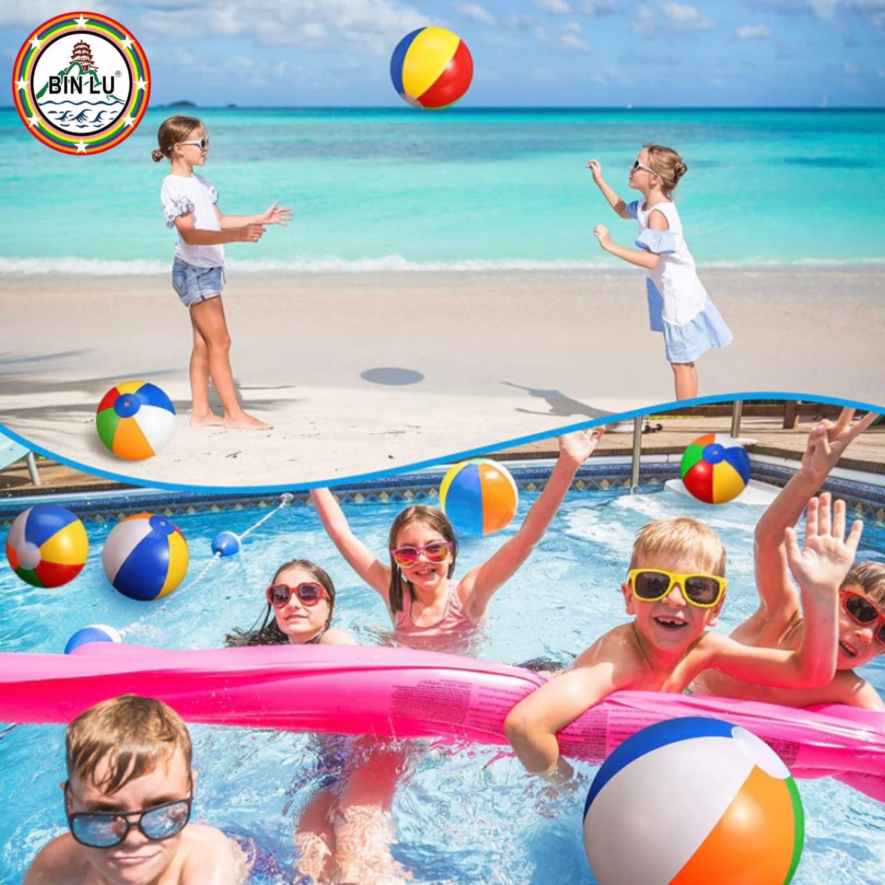 Pool Inflatables Pastel Colors Pastel Pool Toys 10-Pack Macaron Color Inflatable Pool Floats & Beach ...