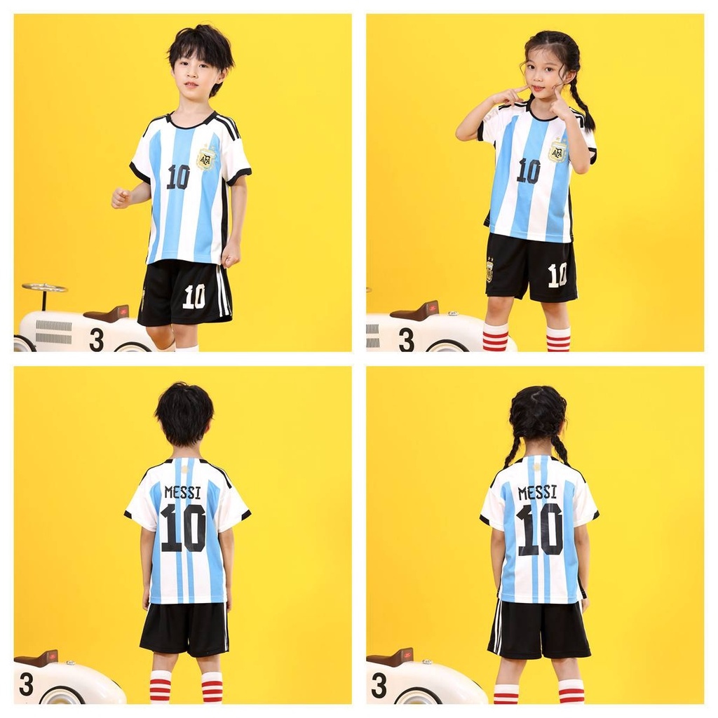 Gudauri Argentina No.10 Messi Jersey (26 Yards), Argentina Soccer Jersey 2022, Messi Shirt Short Sleeve Football Kit, Kids/Adult Soccer Fans Gifts