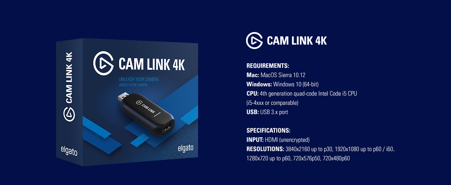 Elgato Cam Link 4k Hdmi Capture Device 1080p60 4k At 30fps Live Streaming Webcam Compact Usb3 0 Lazada Ph