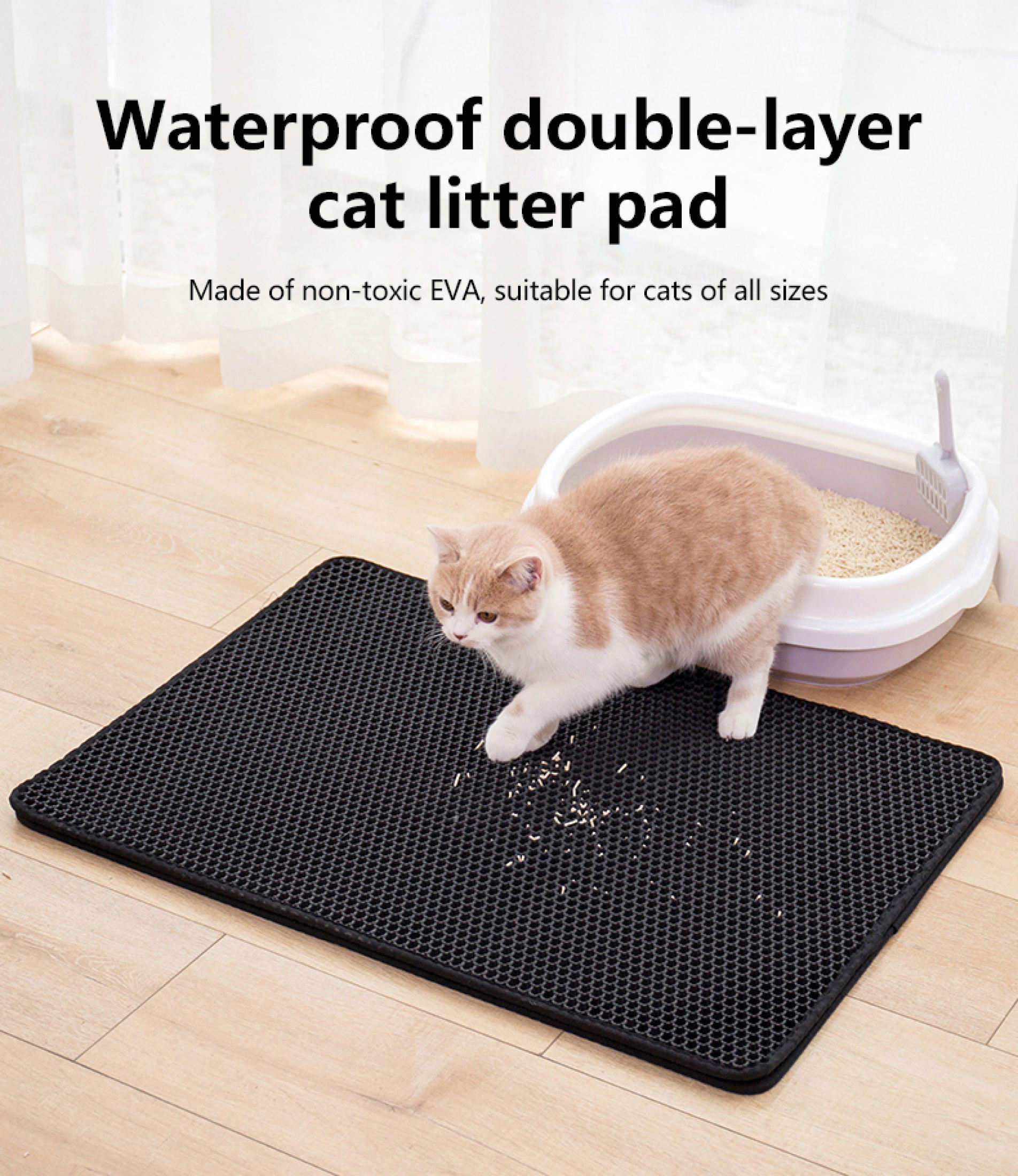 Cat Litter Mat Pet Waterproof Double Eva Layer Toilet Foldable Bottom Non  Slip