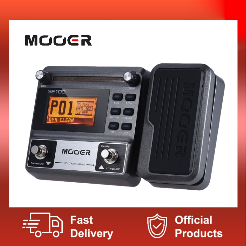 MOOER GE100 Guitar Multi-effects Processor Effect Pedal With Loop Record Tuning Chord Lesson Function & Tap Tempo Rhythm Scale
