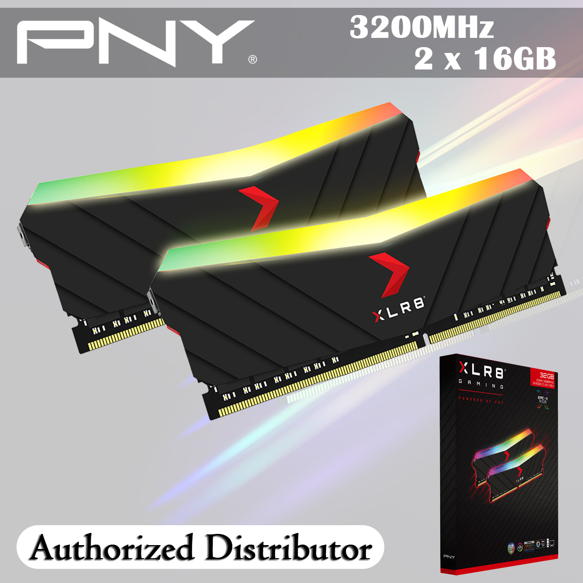 PNY XLR8 Gaming EPIC-X RGB DDR4 3200MHz Desktop Memory 32GB Kit (2x16GB) (MD32GK2D4320016XRGB)