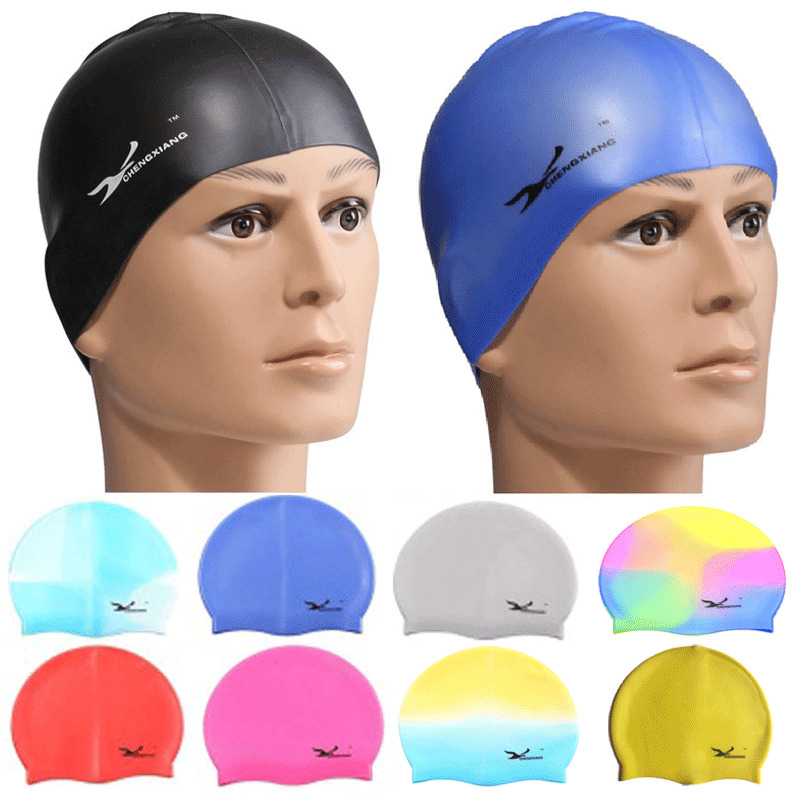 Women Men Nylon Fabric Hats Swimming Long Hair Swim Pool Swim Head Cap Unisex 