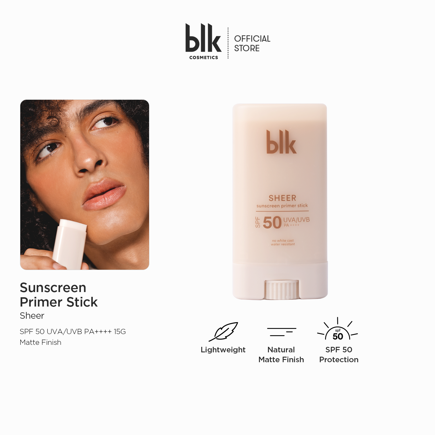 Discount on BLK Cosmetics  shoes - SKU: blk cosmetics universal sheer sunscreen primer stick SPF 50 UVA/UVB PA++++ 15g