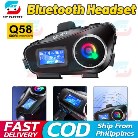 Q58-Max Motorcycle Helmet Bluetooth Intercom for 2 Riders, Waterproof