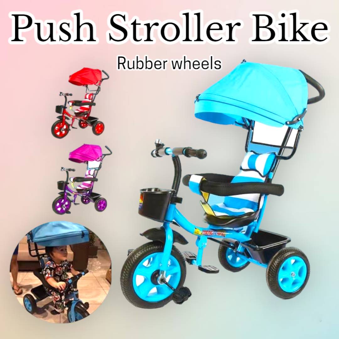 Tricycle stroller 2024 with rubber wheels