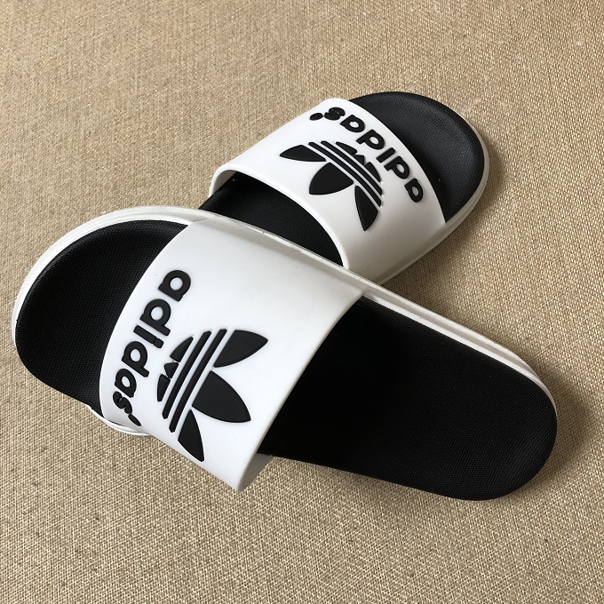 adidas slippers blue and white